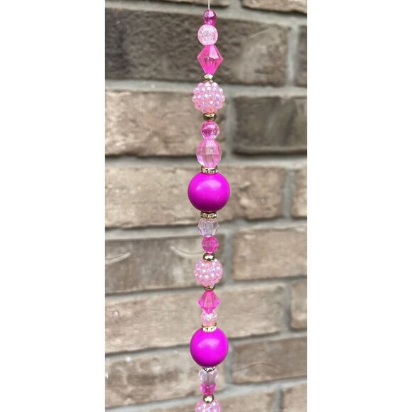 Beaded Suncatcher Pink Crystal Prism Hanging Patio Decor Yard Art Tree Jewelry - Picture 5 of 9